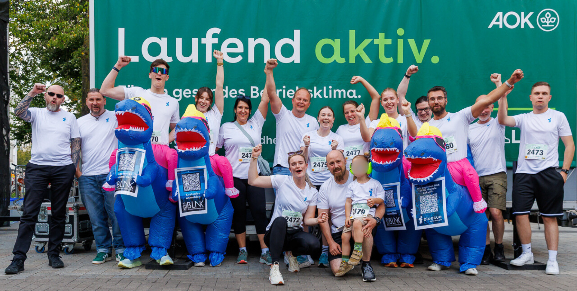 bluecue beim AOK-Firmenlauf 2025 – Teamgeist, Sponsoring & Dino-Power