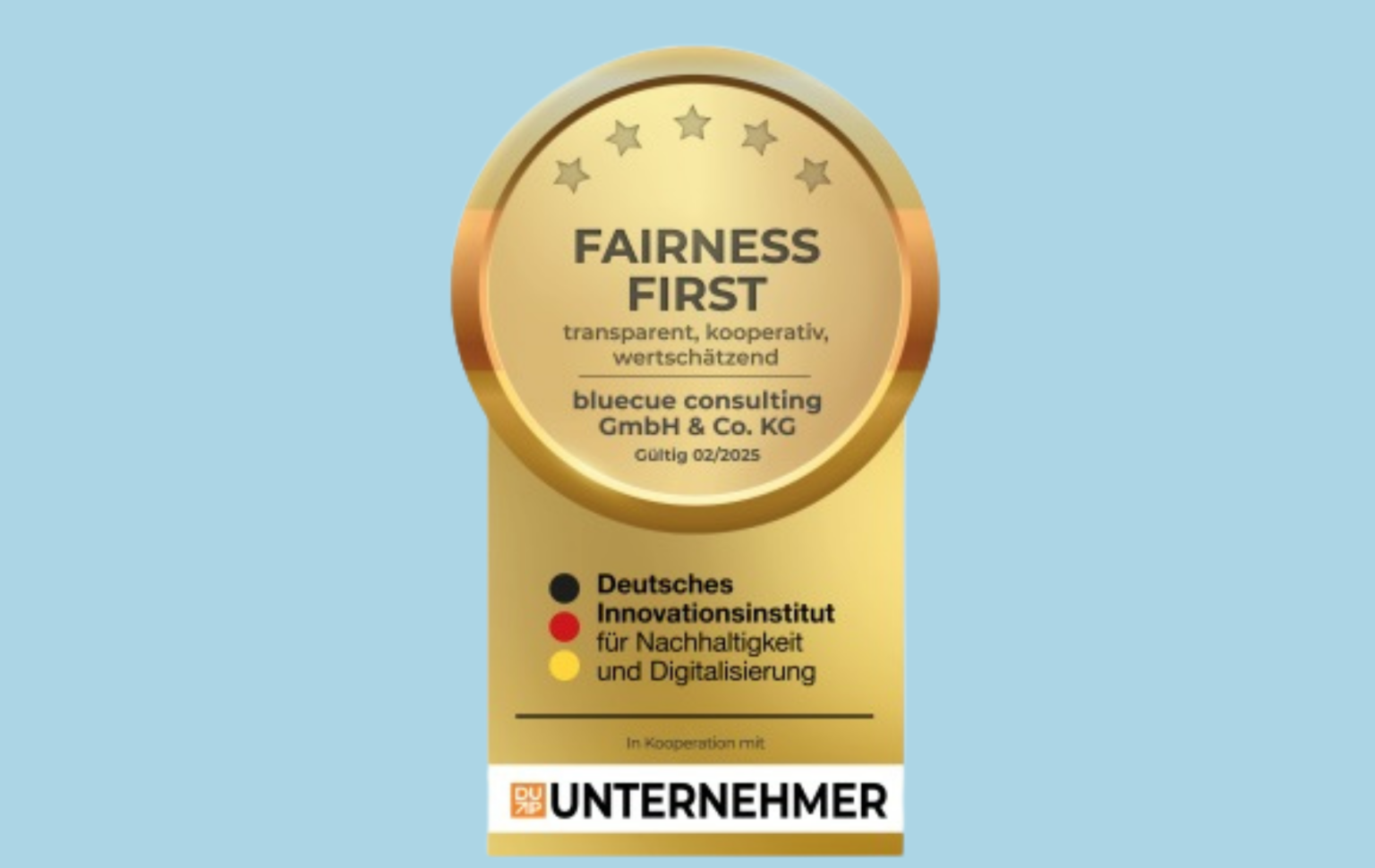 Fairness First 2025 bluecue bluecue erhält die Auszeichnung Fairness First 2025