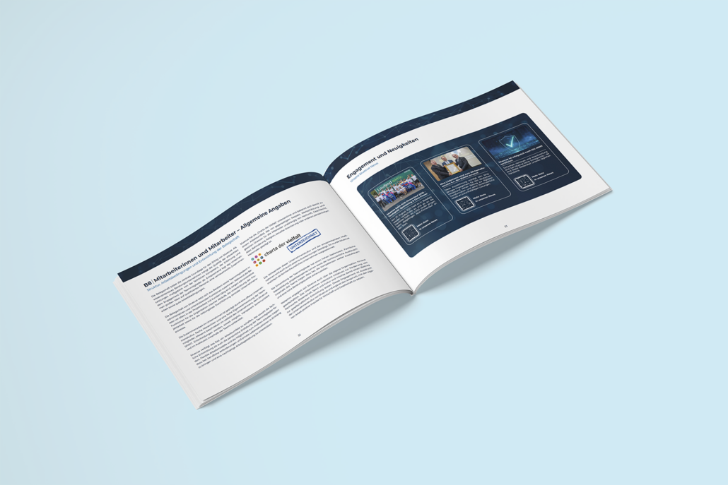 bluecue Nachhaltigkeitsbericht 2025 - offen bluecue Nachhaltigkeitsbericht 2025 Mockup offen