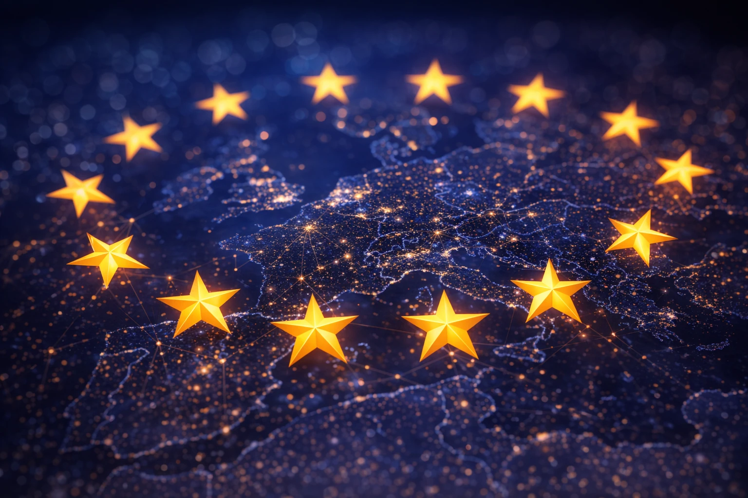 KI-Bild:Cybersecurity NIS2 Europakarte