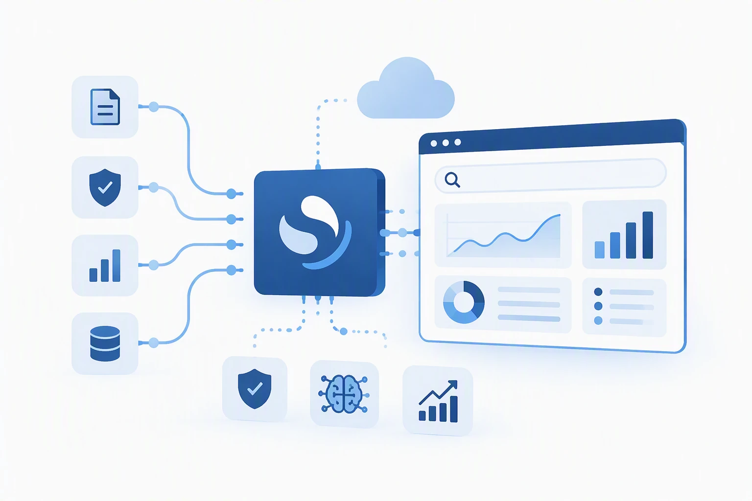 Mann sitzt vor Bildschirm mit Salesforce Daten